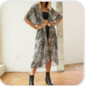 12th Tribe Animal Print Kimono Bathing Suit Coverup